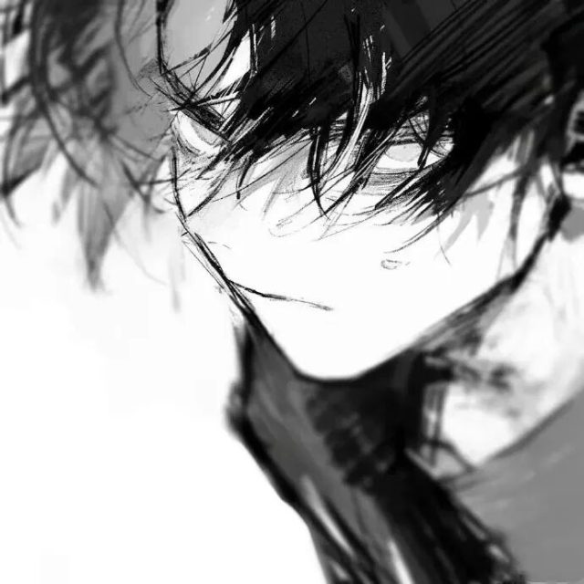 黑白动漫头像图片_经典卡通黑白人物头像素材(8张)