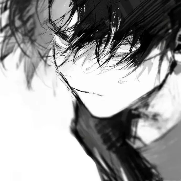 黑白动漫头像图片_经典卡通黑白人物头像素材-1