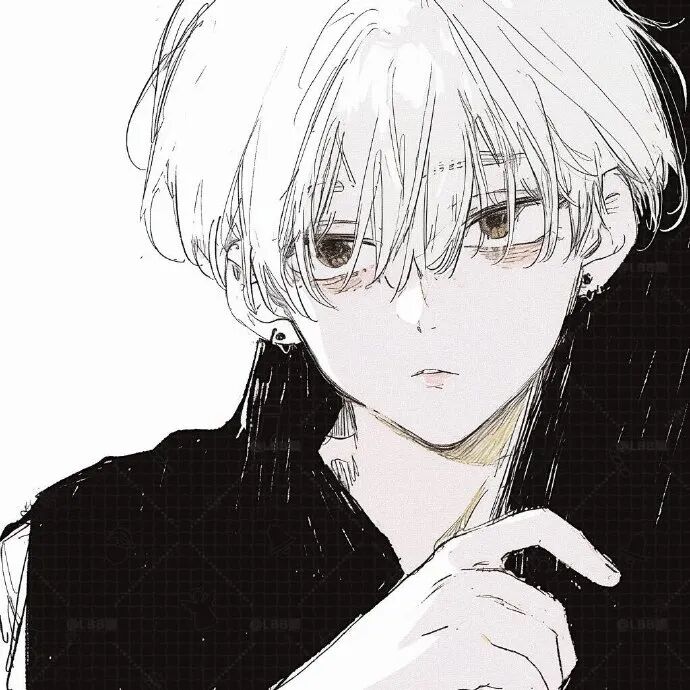 黑白动漫头像图片_经典卡通黑白人物头像素材-2