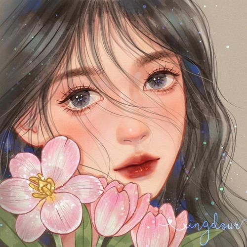 手绘女生动漫头像图片_卡通好看的手绘动漫女头像-12