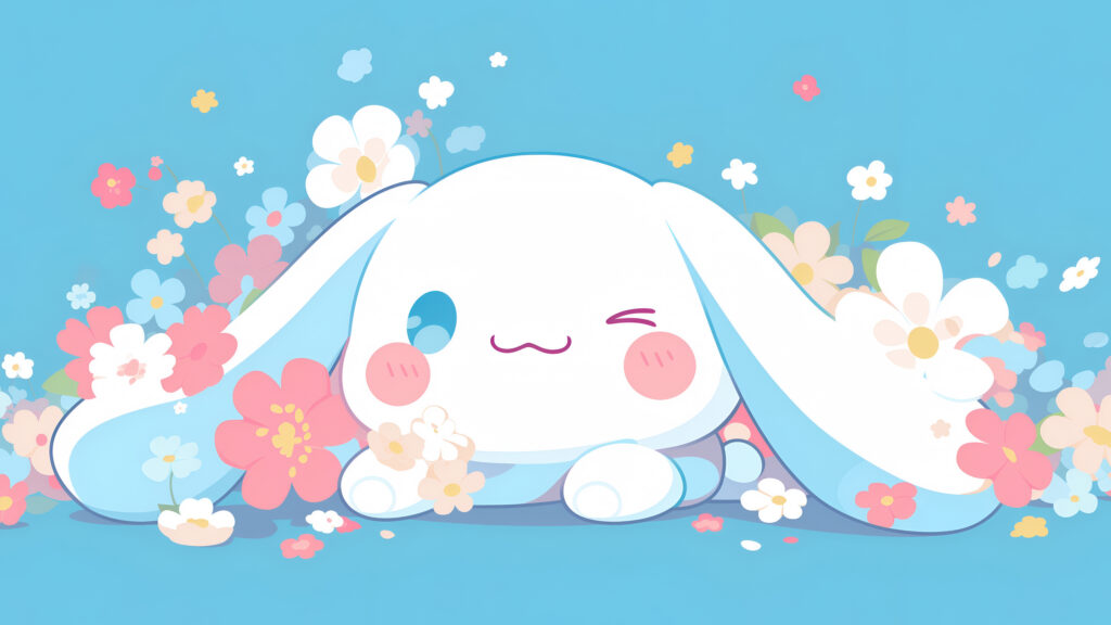 Cinnamoroll 大耳狗 眨眼 可爱 花朵 蓝眼睛 5k